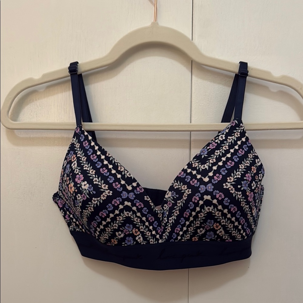 PINK Victoria's Secret Blue, Purple, and Pink Floral Unwired Bra